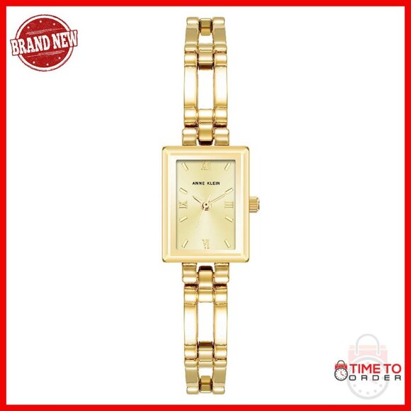 Women\'s Gold-Tone Rectangular Watch with Adjustable Bracelet